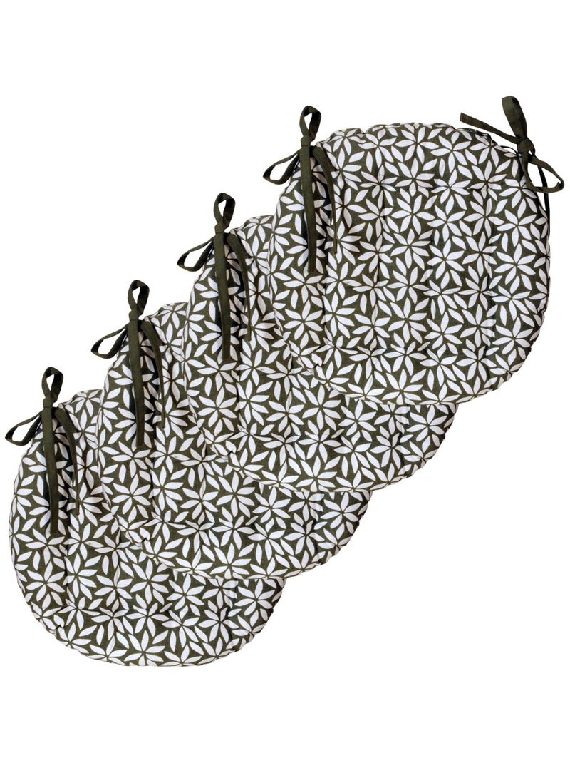 Galettes de chaise rondes bicolores, lot par 4 - DYLREV Kaki - Kiabi