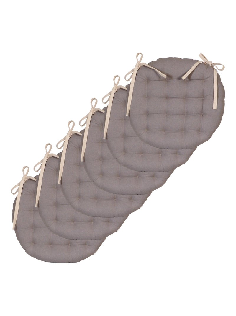 Galettes de chaise rondes bicolores, lot par 6 - DYLREV Gris Beige - Kiabi