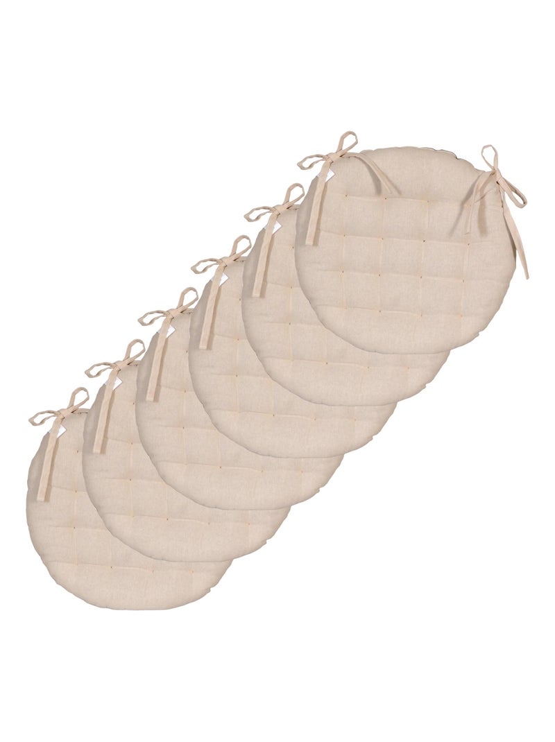Galettes de chaise rondes bicolores, lot par 6 - DYLREV Gris Beige - Kiabi