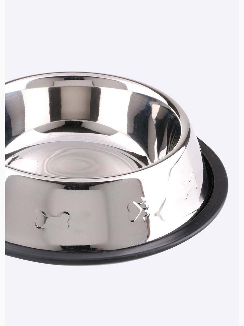 Gamelle antidérapante inox motif os Gris - Kiabi