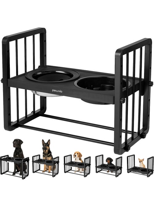 Gamelle chien surélevée PELUVIO Levee - 2 bols - Hauteur ajustable - Gamelle Anti Éclaboussures - Kiabi Gamelle chien surélevée PELUVIO Levee - 2 bols - Hauteur ajustable - Gamelle Anti Éclaboussures - Kiabi