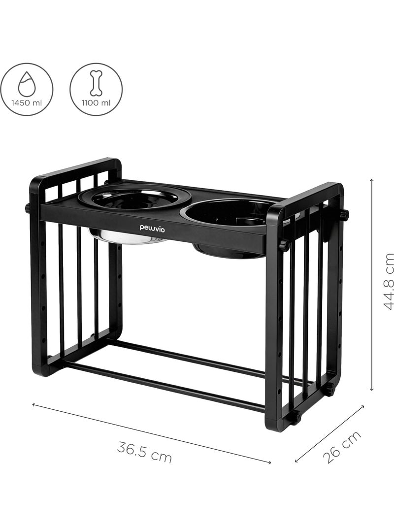 Gamelle chien surélevée PELUVIO Levee - 2 bols - Hauteur ajustable - Gamelle Anti Éclaboussures Noir - Kiabi