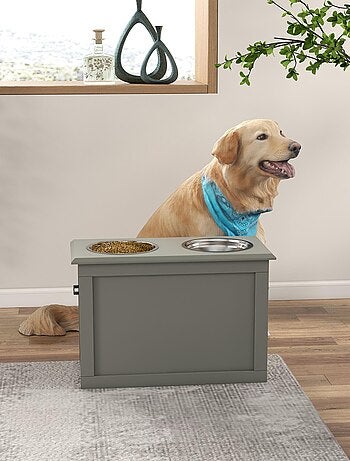 Gamelle double chien chat porte-gamelles surélevé 2 gamelles avec coffre