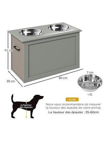 Gamelle double chien chat porte-gamelles surélevé 2 gamelles avec coffre
