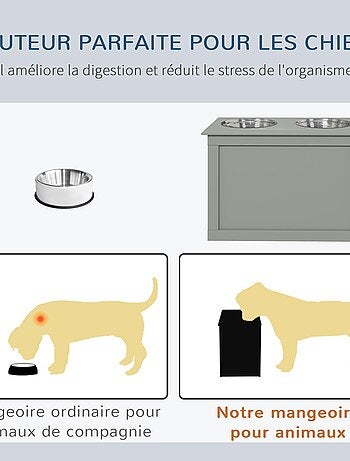 Gamelle double chien chat porte-gamelles surélevé 2 gamelles avec coffre