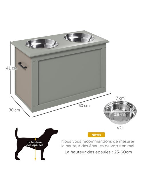 Gamelle double chien chat porte-gamelles surélevé 2 gamelles avec coffre - Kiabi