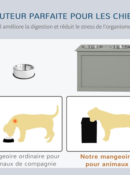 Gamelle double chien chat porte-gamelles surélevé 2 gamelles avec coffre - Kiabi