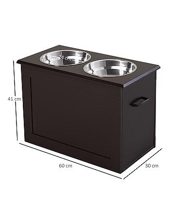 Gamelle double chien chat porte-gamelles surélevé 2 gamelles avec coffre