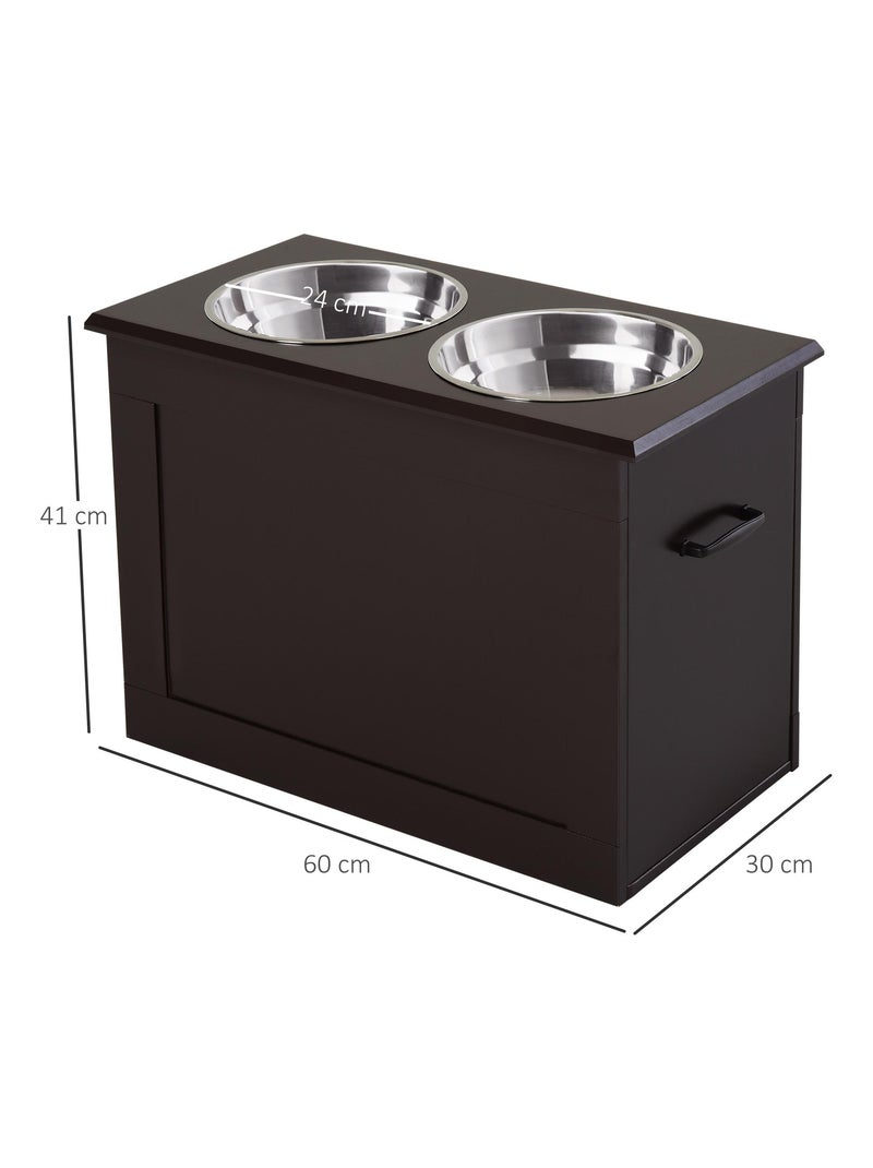 Gamelle double chien chat porte-gamelles surélevé 2 gamelles avec coffre Marron - Kiabi