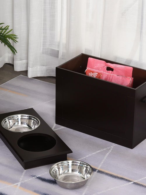 Gamelle double chien chat porte-gamelles surélevé 2 gamelles avec coffre - Kiabi