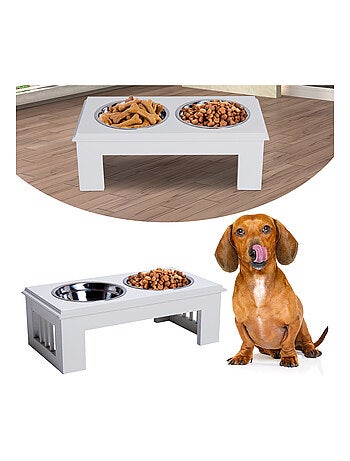 Gamelle double chien chat surélevée MDF