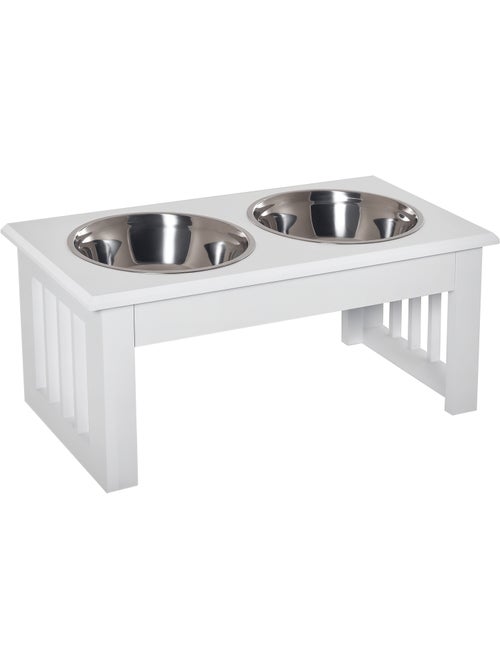 Gamelle double chien chat surélevée MDF - Kiabi