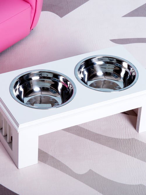 Gamelle double chien chat surélevée MDF - Kiabi