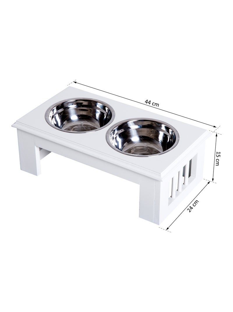 Gamelle double chien chat surélevée MDF Blanc Blanc - Kiabi