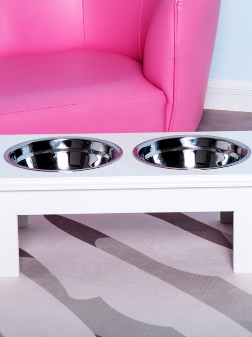 Gamelle double chien chat surélevée MDF - Kiabi