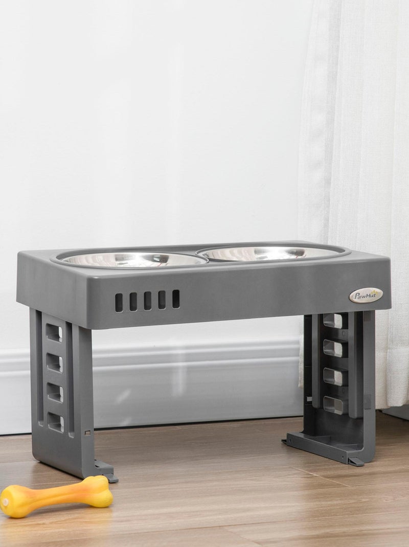 Gamelle double chien surélevée pliable hauteur réglable gris Gris - Kiabi