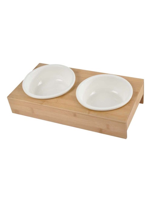 Gamelle double en céramique et bambou grand format pour chien et chat - Kiabi