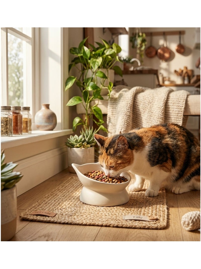Gamelle ergonomique en céramique pour chat filou Beige argile - Kiabi