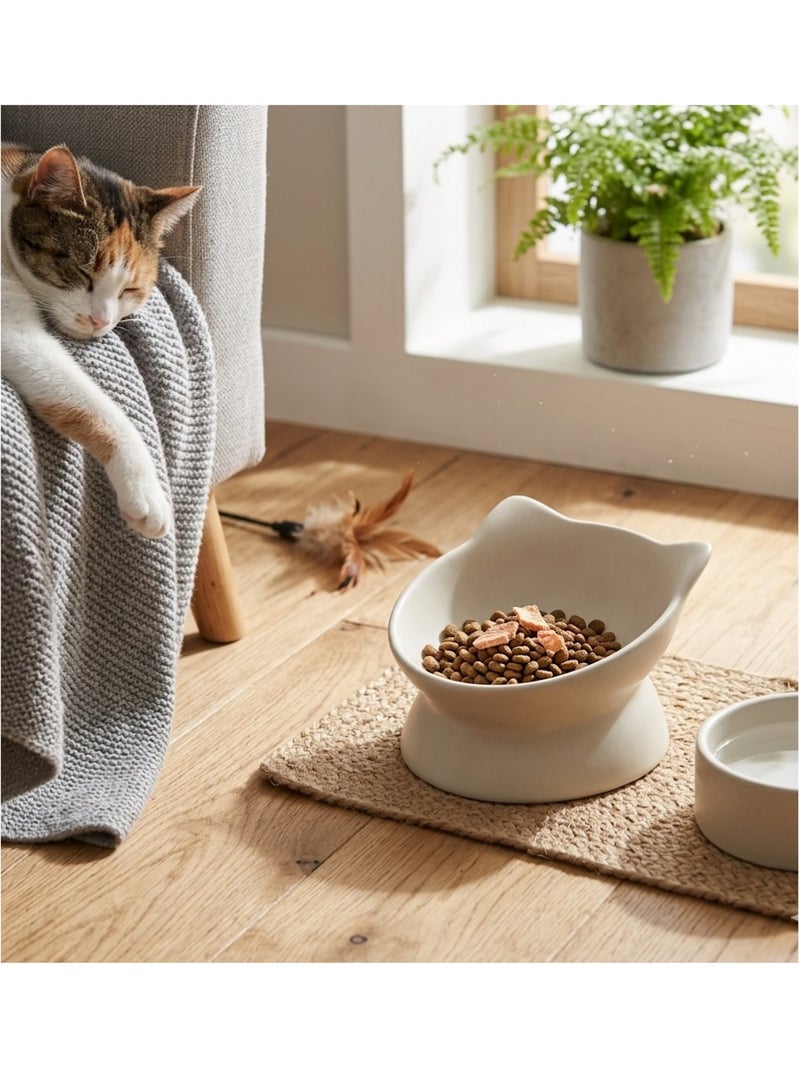 Gamelle ergonomique en céramique pour chat filou Beige argile - Kiabi