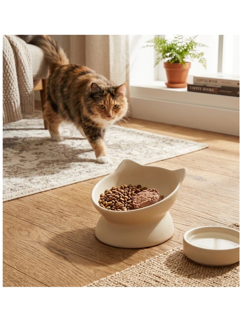 Gamelle ergonomique en céramique pour chat filou Blanc Jaune - Kiabi