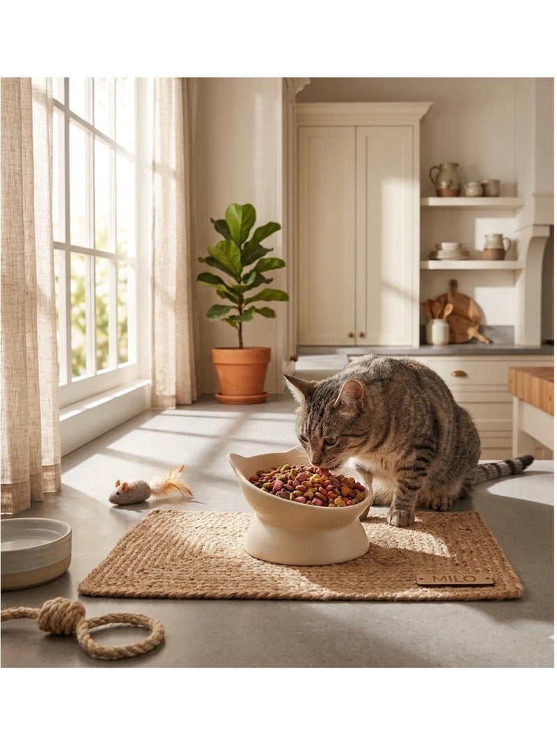 Gamelle ergonomique en céramique pour chat filou Blanc Jaune - Kiabi