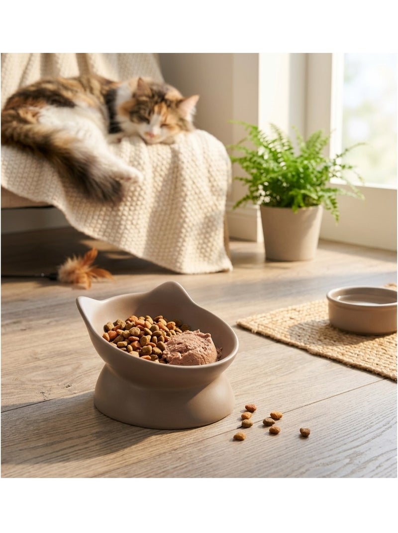 Gamelle ergonomique en céramique pour chat filou Taupe - Kiabi
