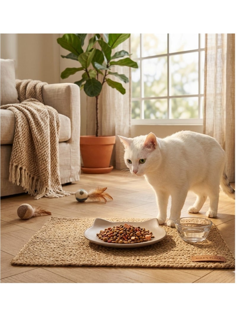Gamelle plat en céramique pour chat anti-stress filou Jaune - Kiabi
