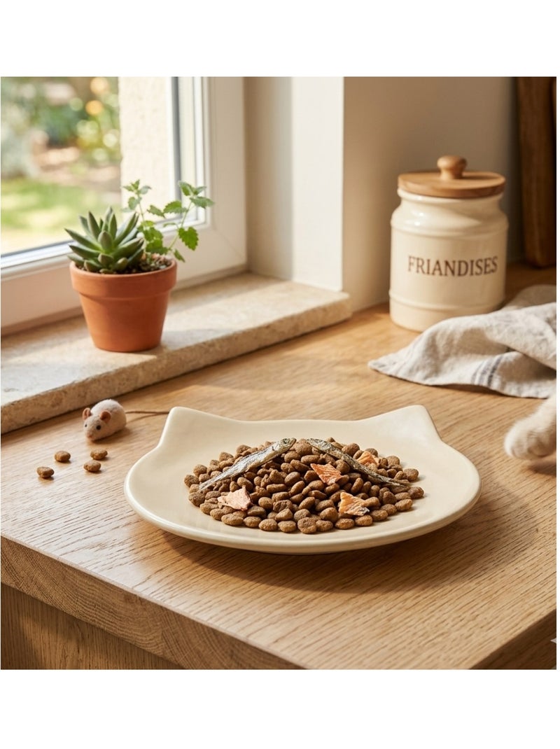 Gamelle plat en céramique pour chat anti-stress filou Jaune - Kiabi