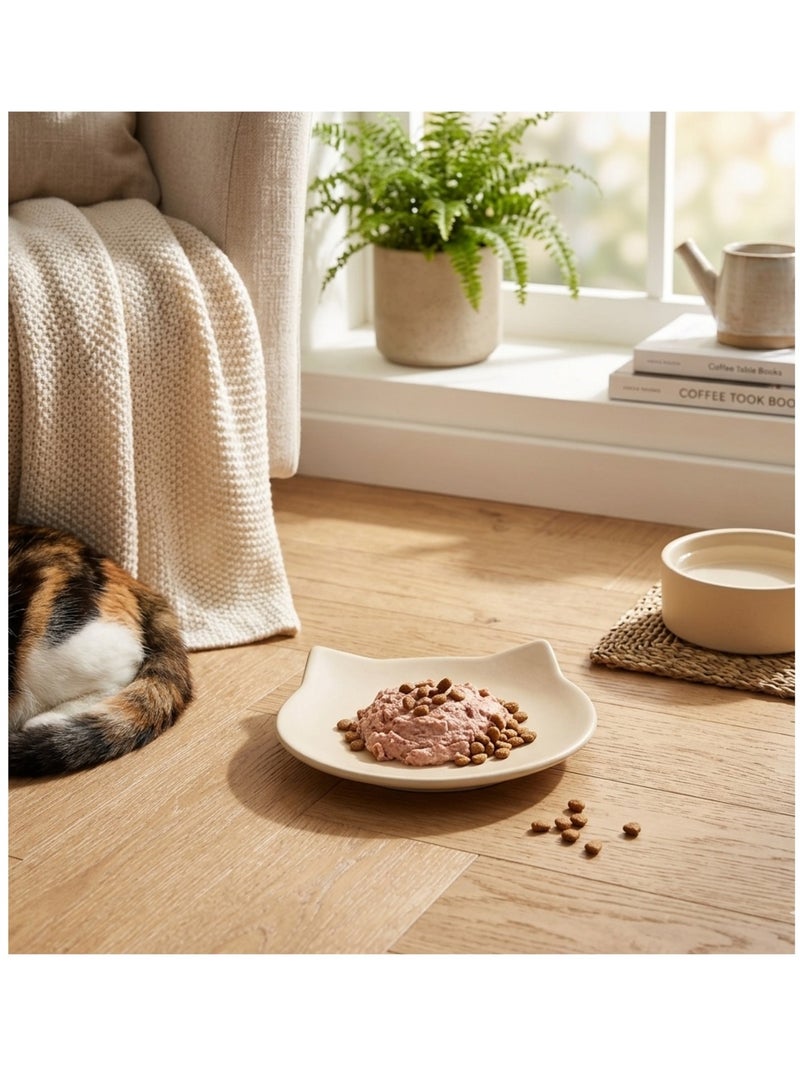 Gamelle plat en céramique pour chat anti-stress filou Jaune - Kiabi