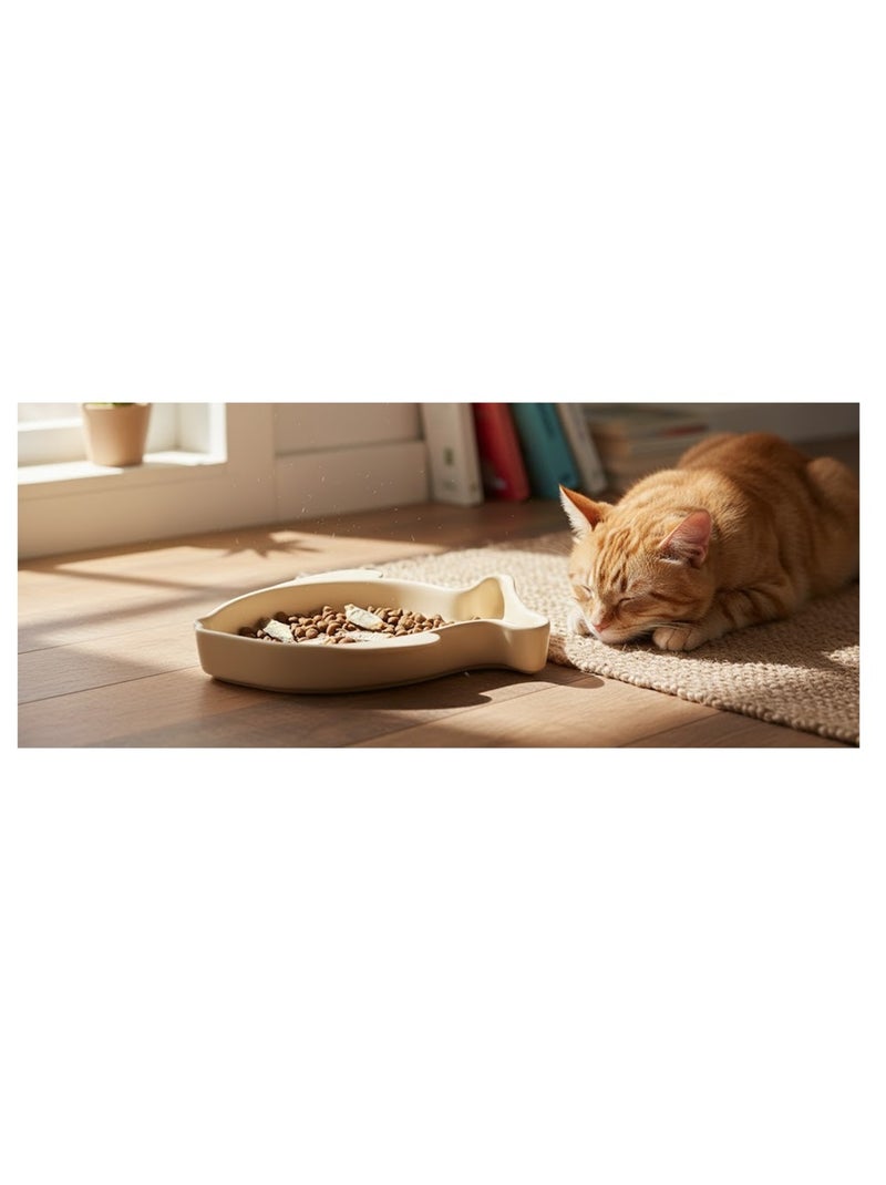 Gamelle pour chat nourriture et eau Fishie Beige - Kiabi