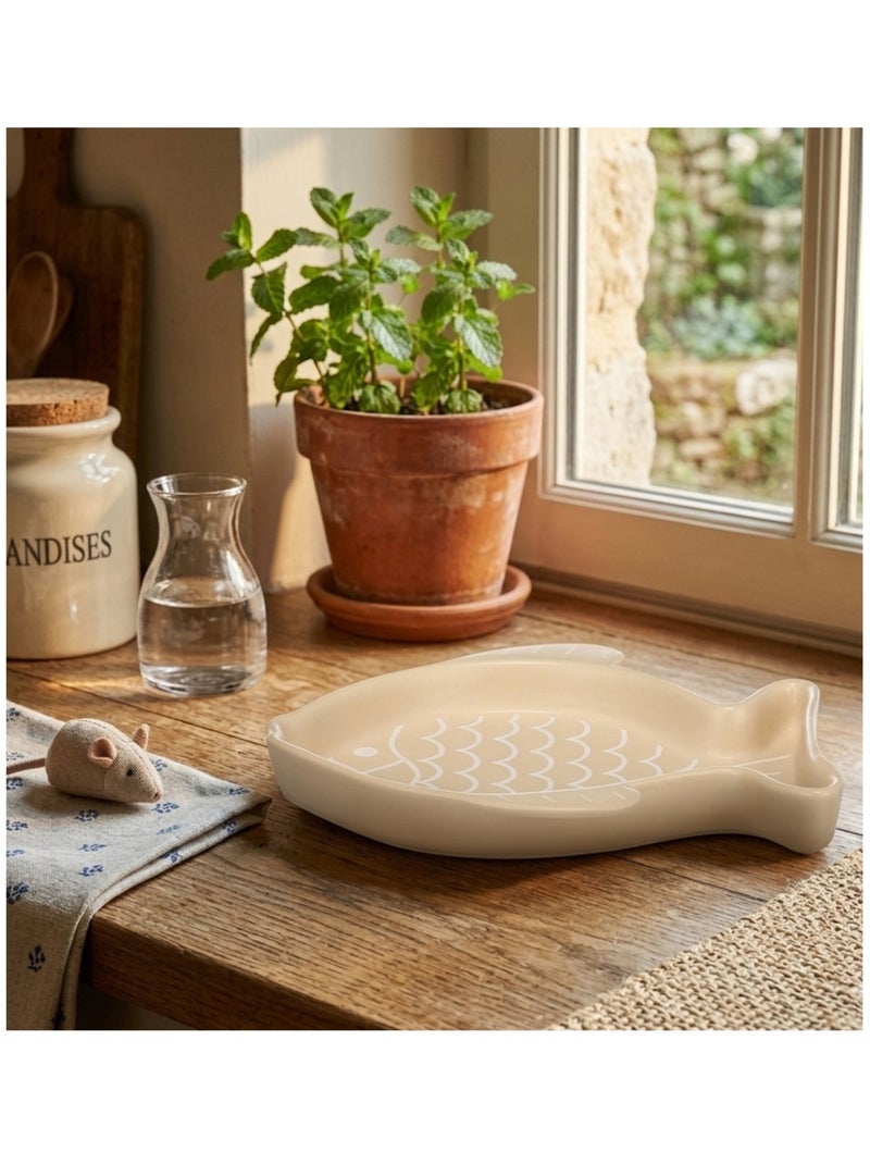 Gamelle pour chat nourriture et eau Fishie Beige - Kiabi