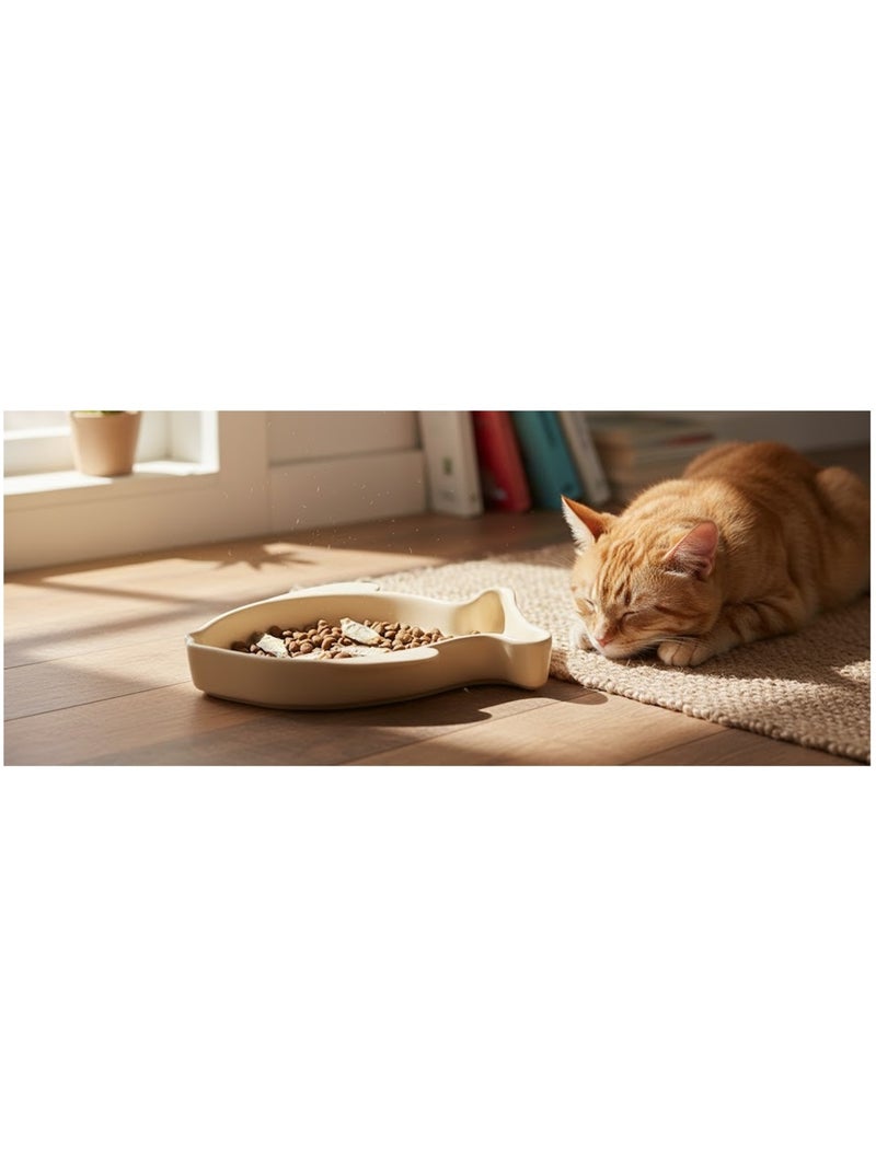 Gamelle pour chat nourriture et eau Fishie Beige - Kiabi