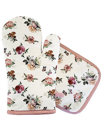 Gant de cuisine Charlotte fleurs oiseaux et papillons
