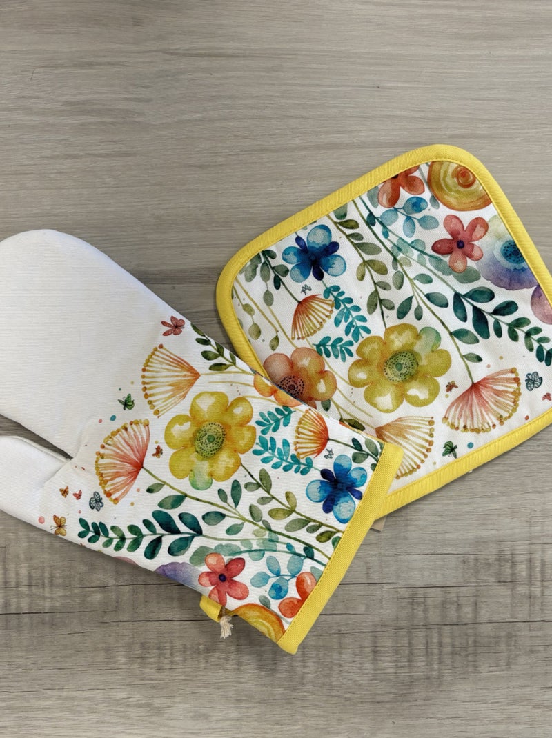 Gant de cuisine en coton printemps vibrant Blanc - Kiabi