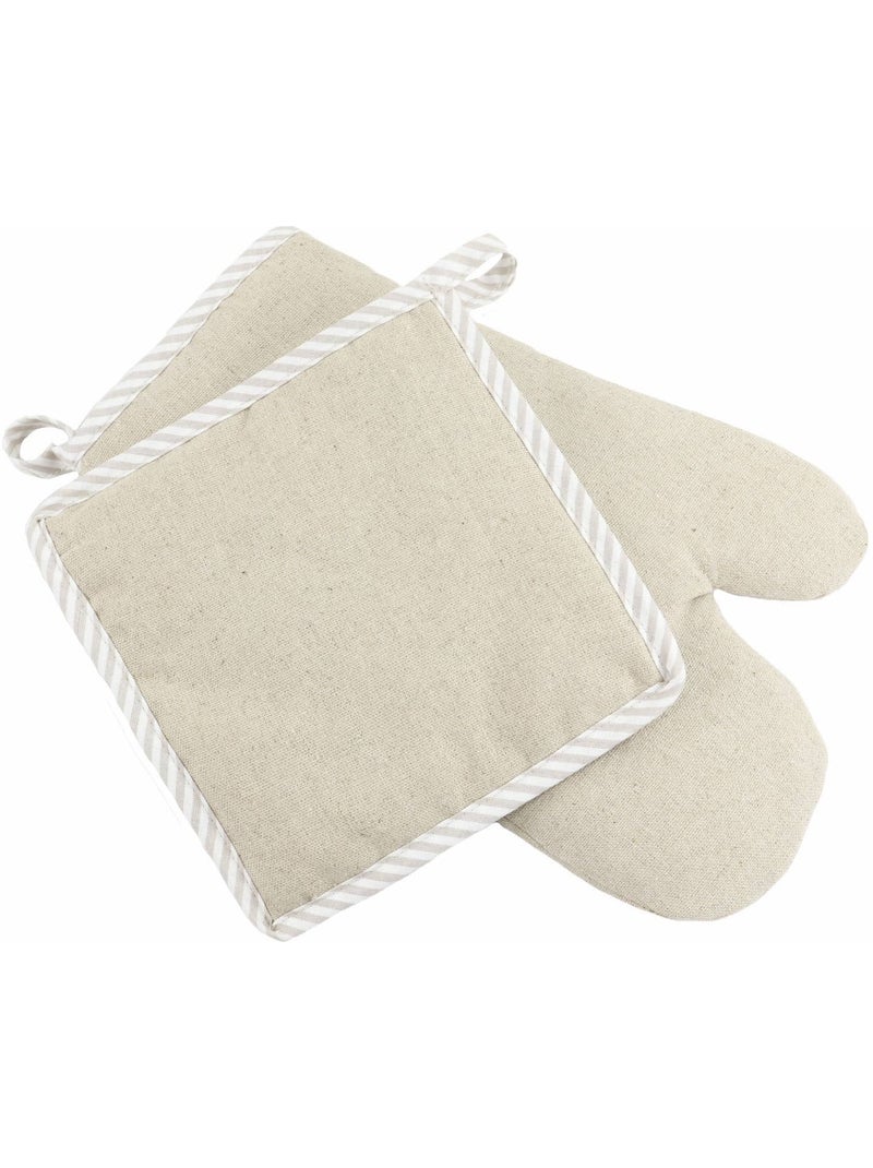 Gant de cuisine, et manique  100% Lin LINELLE Beige - Kiabi