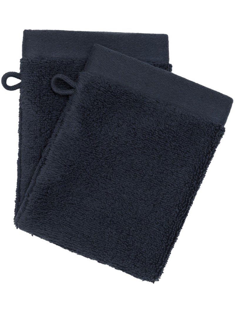 Gant de toilette - coton pur - 100% coton Bleu foncé - Kiabi