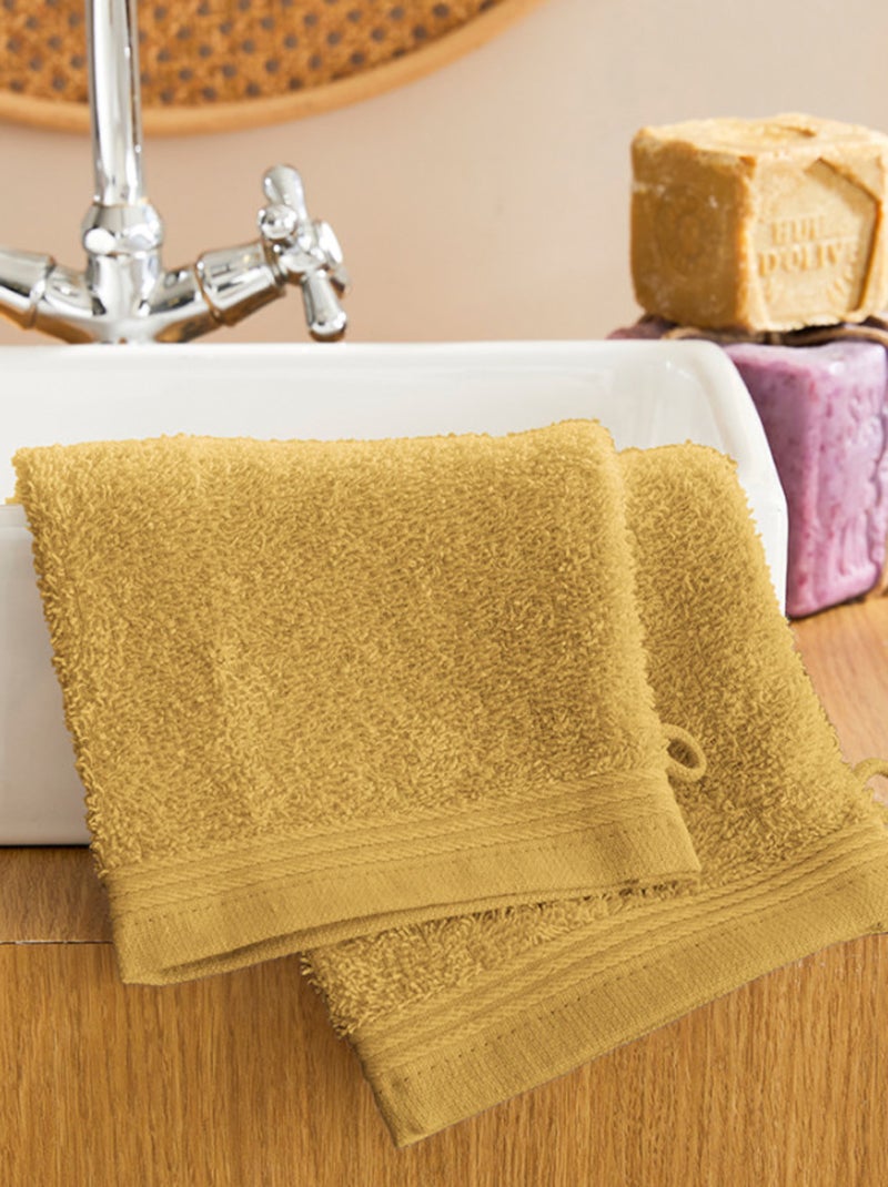 Gant de toilette - Coton Pur - 100% Coton Jaune - Kiabi