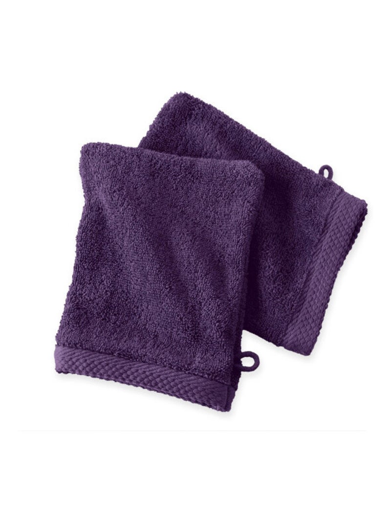 Gant de toilette - Coton Pur - 100% Coton peigné longues fibres Violet aubergine - Kiabi