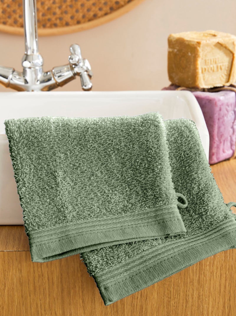 Gant de toilette - Coton Pur - 100% Coton Vert chèvrefeuille - Kiabi