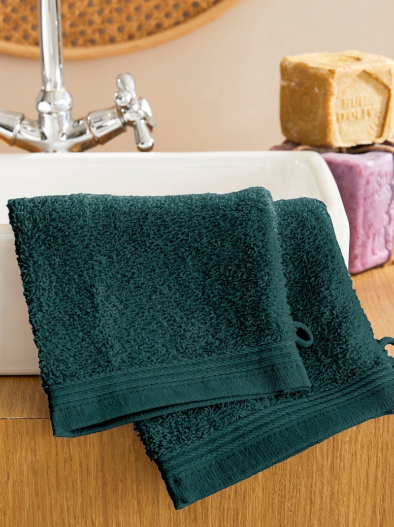 Gant de toilette - Coton Pur - 100% Coton Vert émeraude - Kiabi
