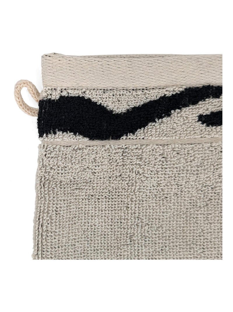 Gant de toilette absorbant coton ZEBRA Bordure zèbre Beige - Kiabi