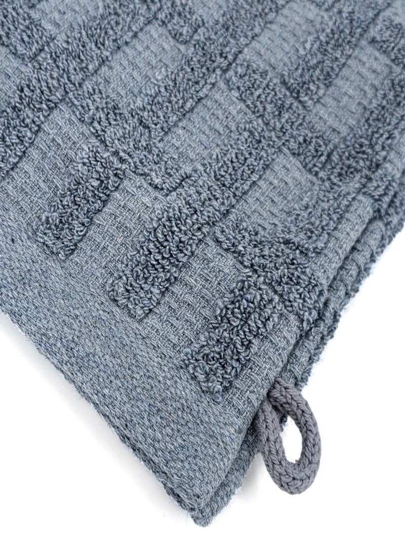 Gant de toilette collection DENIM Géométrique Bleu foncé - Kiabi