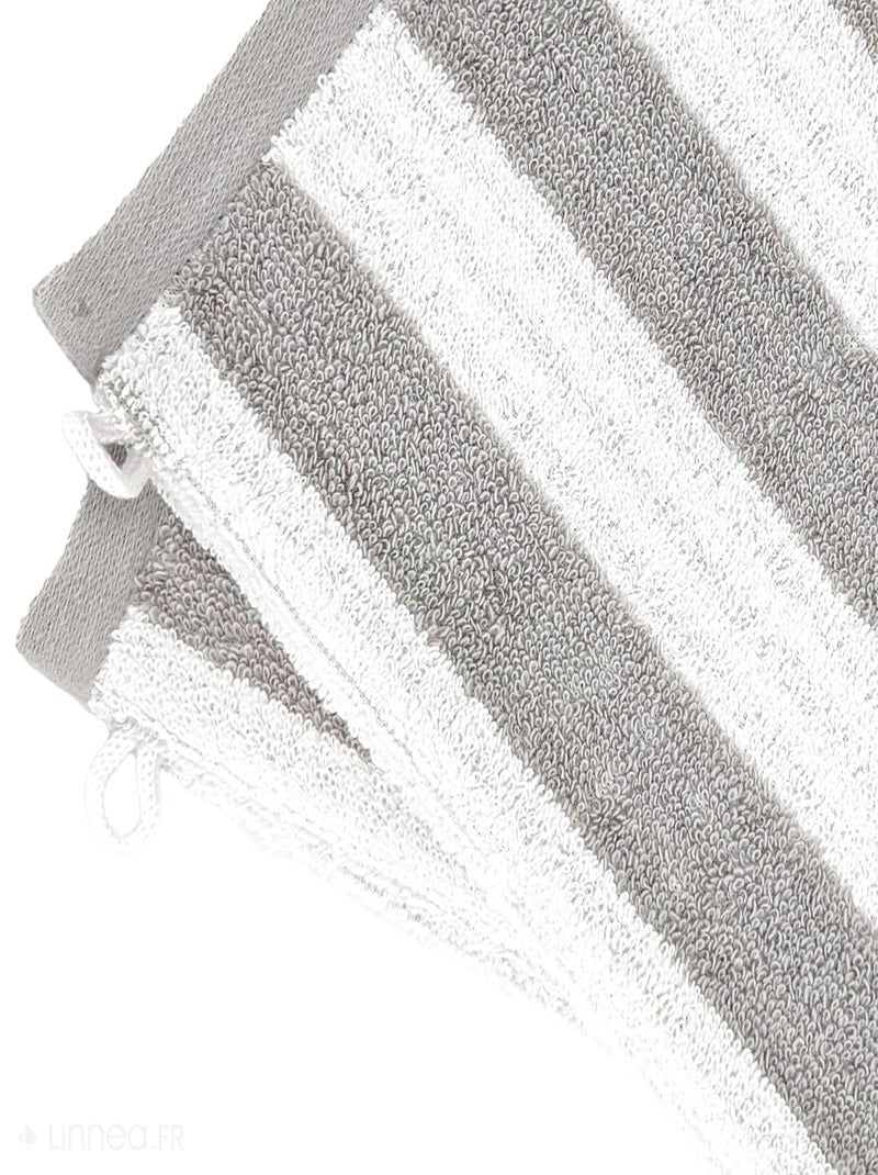Gant de toilette collection EFFICIENCE STRIPES Gris perle - Kiabi