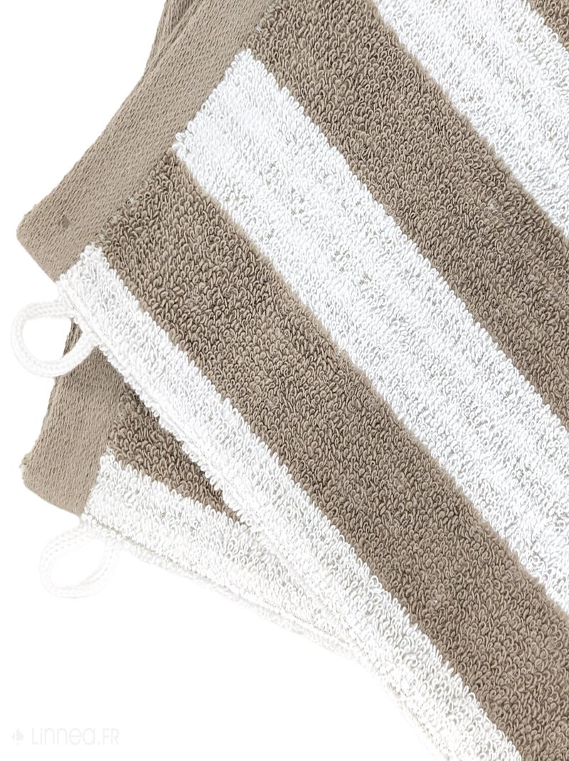 Gant de toilette collection EFFICIENCE STRIPES Marron clair - Kiabi