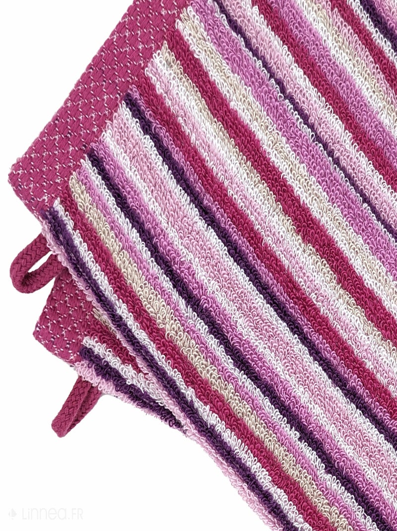 Gant de toilette collection PURE STRIPES II Rose - Kiabi