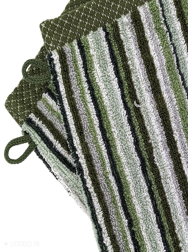 Gant de toilette collection PURE STRIPES II Vert - Kiabi