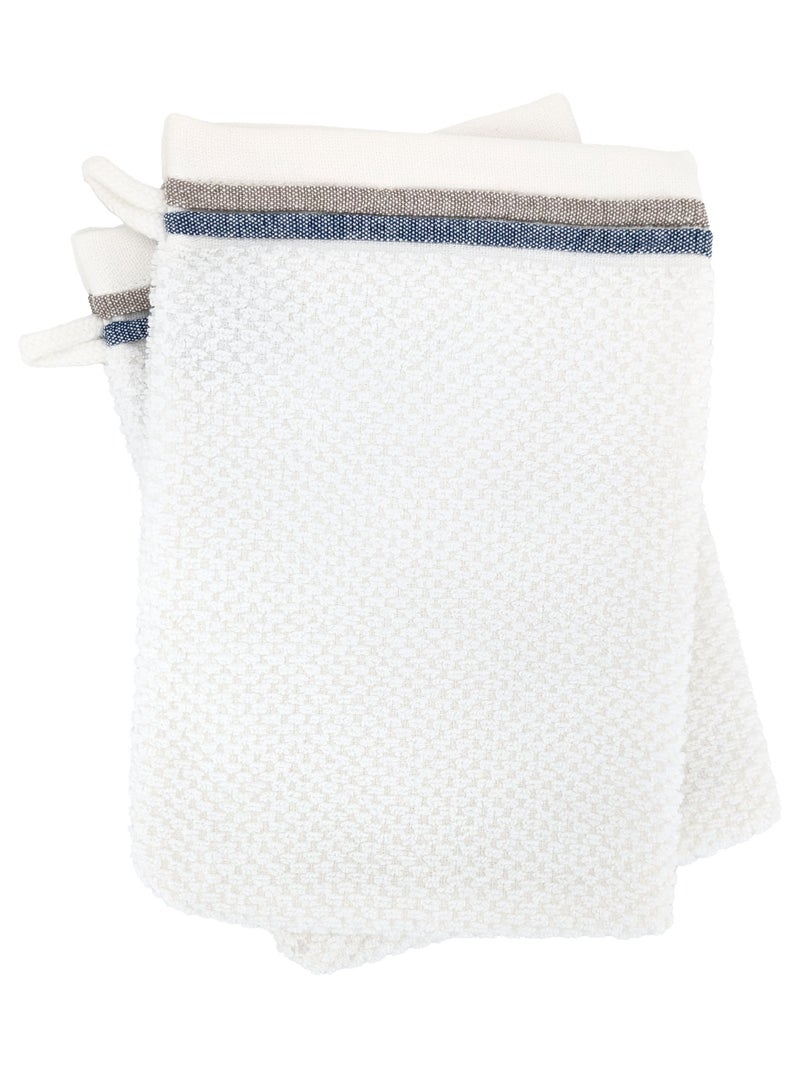 Gant de toilette collection SERATA Blanc Bleu - Kiabi