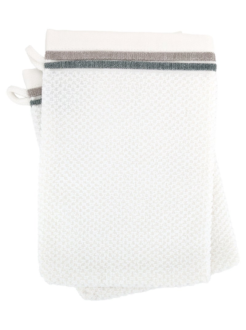 Gant de toilette collection SERATA Blanc Vert - Kiabi