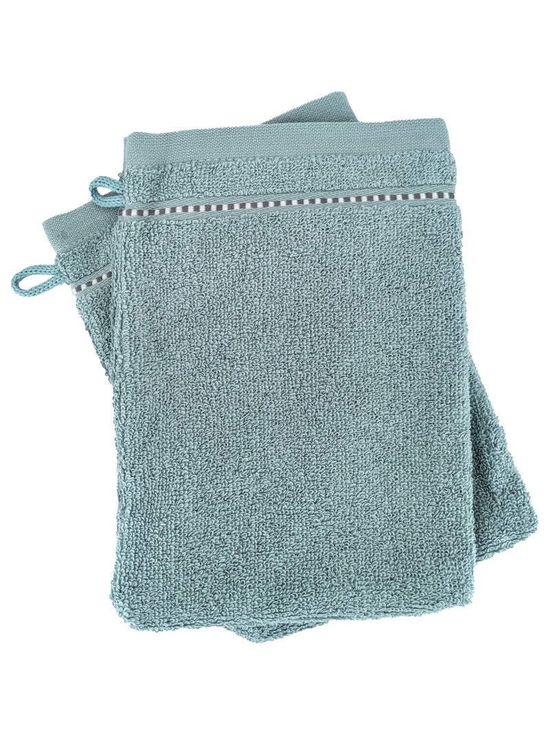 Gant de toilette coton CHARM Bleu gris - Kiabi