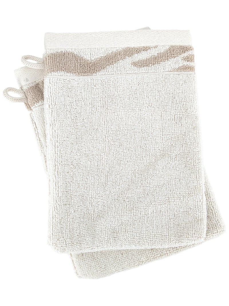 Gant de toilette coton ZEBRA SOFT Zèbre/Uni Beige - Kiabi